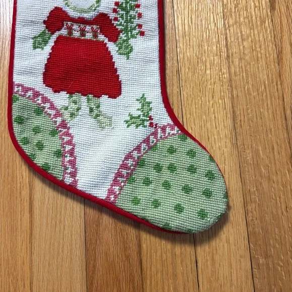 Brand New Needlepoint Christmas Stocking with Girl Frog - Picture 5 of 8